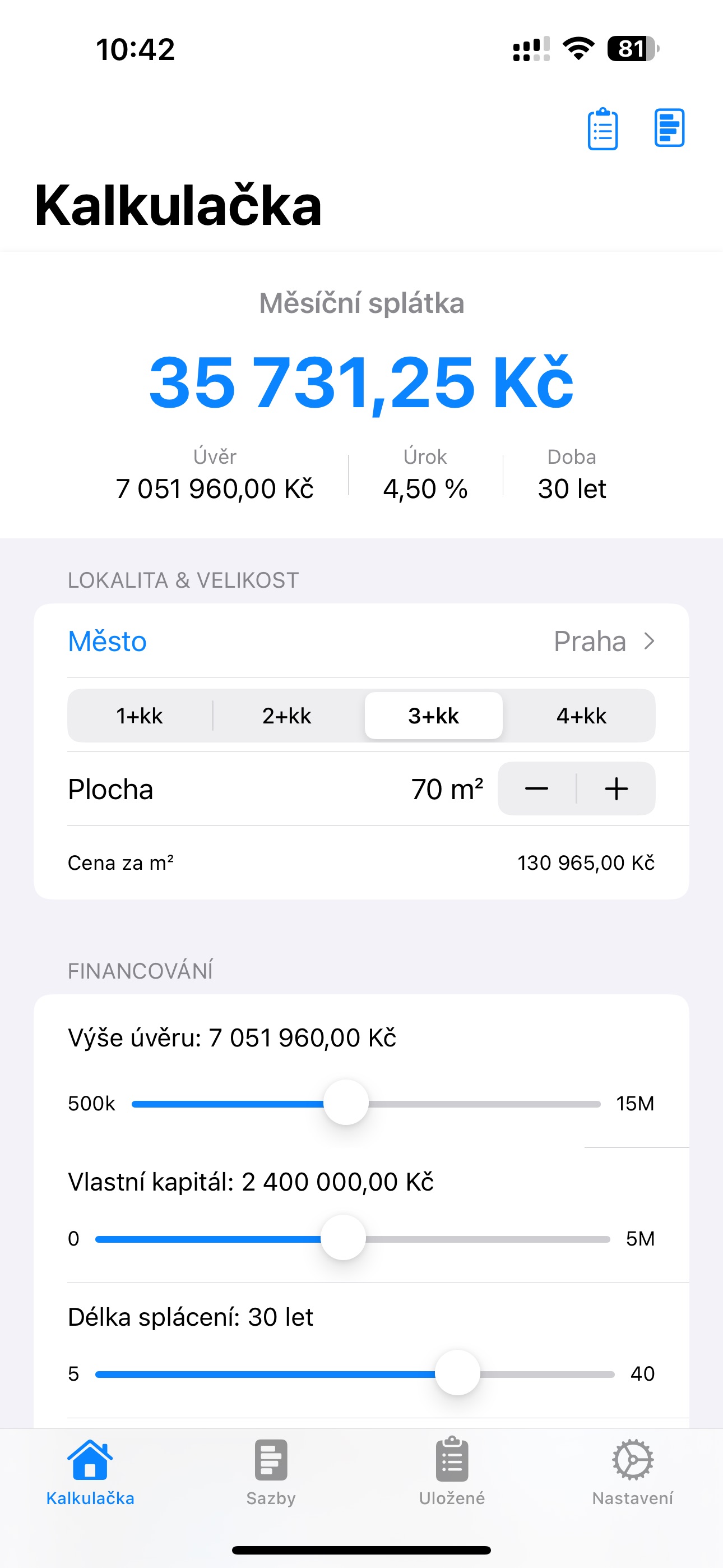 Kalkulačka hypotéky
